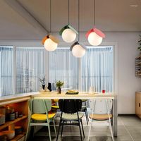 Kolye lambaları renkli top avize modern başucu masa kombinasyonu bar ışık ev dekor
