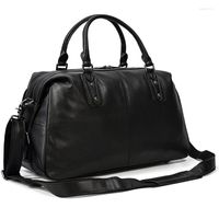 Duffel Bags Luufan Genuine Leather Travel Tote Bag Black Sof...