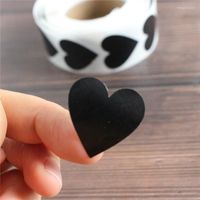 Geschenkverpackung 1 Zoll schwarzes Herz Aufkleber Sammelalbumhülle Dichtetiketten liefern 500pcs/Roll