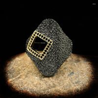 Cluster anneaux uniques design creux de bijoux en or noir dames argent couleurs de couleur cocktail femmes ethnique