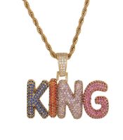 Пользовательская небольшая буква название ожерелья микроволонное цветовое циркон с теннисной цепью Men039s Charms Hip Hop Jewelry7838536