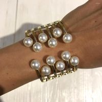 Brazalete Big imitación Pulseras Pearlets brazaletes para mujeres Declaración de extracto de aleación Accesorios de encanto Joyería Joyería 2023