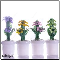 Glasrauchrohrblume mit Topf Design Hand Tabaklöffel Blütenformpfeifen Rohre