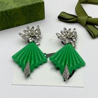 Nuovo design Orecchini a traino verde per donna Orecchino in stile Moda Ottone Provaluta di gioielli in ottone
