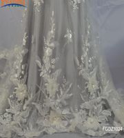 Apliques de renda européia de flor de flores 3D Fabrics de renda africana 2018 tecido de alta qualidade para vestido de noiva