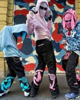 Erkekler Pantolon Y2K Yüksek Belediyeli Amerikan Retro Çok Cep Takımları Düz-Leg Erkekler Sokak Hip-Hop Gevşek Drawstring Geniş Bacaklı