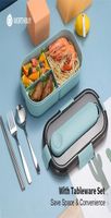 Worthbuy Японская пластиковая ланч -коробка для детской школьной микроволновой печи Bento Box с компартментом на основе посуды.