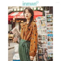 Blusas para mujeres Inman Viscose Viscose Algodón Camisa de moda coreana Lady Boil Pit Tip Bastreado Lacing Literario Elegante Verstand Mujeres