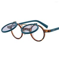 Sonnenbrille Punk Hip Hop Round Männer Frauen kleiner Rahmen Steampunk Flip Suns Gläser Mode Vintage Brand Designer Trend Brillen Brillen
