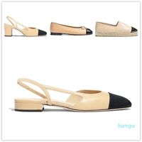 Slingbacks espadrilles balerinler sandal elbise ayakkabıları tasarımcıları ayakkabı sandaletleri kadınlar için tıknaz topuk pompalar somunlar slingbacks topuklu moda c rahat bale daireler