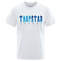 Мужские повседневные рубашки Trapstar London Undersea Blue Print Fot Fot Men Men Summer Heathable Retive Street Street Bult Deffice Brand T