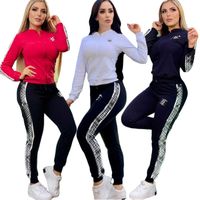 J2572 Модная печатная печать женские спортивные спортивные костюмы темперамент кардиган с длинными рукавами брюки с двумя частями 3 цвета
