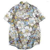 Camisas casuales para hombres de camuflaje flores estampadas de camisa delgada suelta pareja de estilo hawaiano camisa versátil