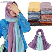Шарфы 180 90 см. Скрипл шарф для женщин мусульманский хиджаб голова обертывания градиент цветные платки Исламский голов