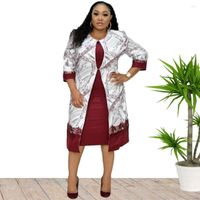Ethnische Kleidung afrikanische Kleider für Frauen Frühling Herbst Plus Größe Druckkleidanzug mit Mantelkleidung 2xl-6xl