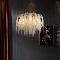 Candeliers Italian Light Luxury Tassel Sala de estar lustre pós -moderno Restaura vermelha quarto El lâmpada de designer de engenharia