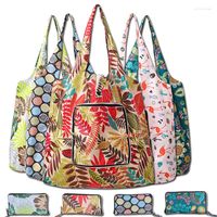 Bolsas de compras impresas florales casuales de gran capacidad bolsos femeninos de un solo hombro de hombro para mujeres lienzo de lienzo