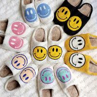 Slippers Ladies Cotton Shoes Hot Winter Big Smiley Pattern H...