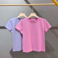 Aww Camiseta feminina Tops Tees Luxo Camiseta de Algodão Slim Slim de coloração sólida de cor letra