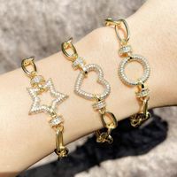 Bracelets de charme en or liaison chaîne Star Heart pour femmes Bracelet en pierre blanche Bracelet en gros de bijoux punk Brtd30charm