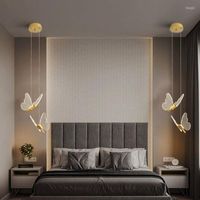 Anhängerlampen Schmetterling LED Hängende Kronleuchter nordische Nachtlampe moderne Schlafzimmer Leichtes Luxus Restaurant Wohnzimmer Dekoration