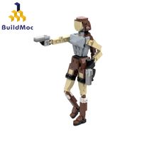 MOC 블록 MOC-119244 TOMBED PIRATE LARA CROFT BRICKHEADZS 게임 역할 빌딩 블록 세트 여성 전사 모험 모델 벽돌 키즈 선물