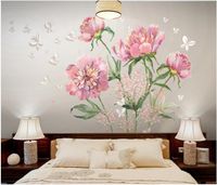 Fondos de pantalla Mural personalizado 3D PO Wallpaper acuarela Peony Flower Sala de estar Fondo de decoración del hogar Murales de pared para paredes 3 D