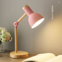 Lampes de table Creative Wood Desk Lamp Office étude de l'industrie de la pipe de fer simple