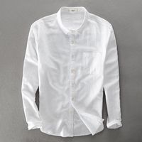 Mäns casual skjortor höst och vinter långärmad skjorta bomull vit män märke mode linne camisa maskulina