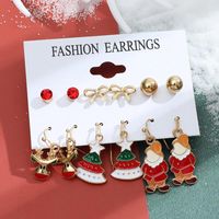 Bolzenohrringe 2023 6 Paare/Set Trendy Ohrring für Frau Punk Snowflake Tree Snowman Bell Fashion Weihnachten Schmuck Geschenke