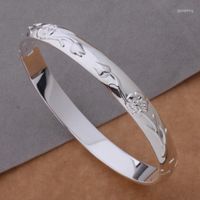 Bangle SZ- AB086 S925 Sterling Silver Color Gift Women Lady N...