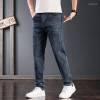 Jeans masculinos 2023 Moda para homens Primavera Autumn Straight Fit casual calça jeans Designer Stretch Business Troushers Roupas