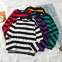 남성용 후드 티셔츠 여자면 스트라이프 5 색상 탑 슬림 핏 emo harajuku tshirt 여름 긴 소매 y2k 한국 여성
