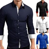 Chemises de robe pour hommes Boutons de bloc de couleurs de chemise baissine
