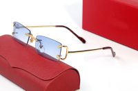 نظارة شمسية عصرية مصممة نظارة شمسية الرجل C زخرفة الأسلاك النظارات الشمسية Rimless UV400 المنحوتة الرجال كارتي في الهواء