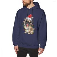 남자 후드 pug 크리스마스 산타 모자 Xmas 조명 남자 스웨트 셔츠면 빈티지 겨울 스타일 까마귀 셔츠