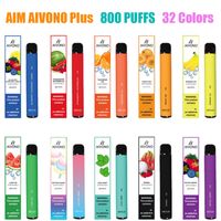 Puf 800 Aivono AIM artı tek kullanımlık E Sigara kalemi 2% 5% 0% Güç 550mAh Pil 3.2ml Ön Doldurulmuş Puf Sigarette 32 Renk