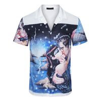 Chemises d￩contract￩es pour hommes Bouton-bas de cr￩ateurs de bowling chemises masculines Royal Rebellion Barocco Print Dress Shirt Casual Silk Shirt M-3XL