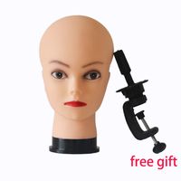 Ruilong Bald  Black Mannequin Head With Stand Holder