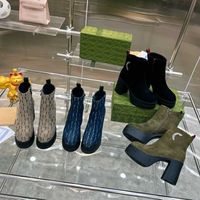 9CM Women' s Suede Leather Boots Interlocking G Crystals...