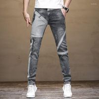 Men' s Jeans Fashionable Trend Splicing Color Contrast P...