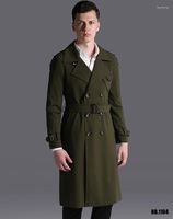 Men' s Trench Coats Classic Brand Extra Long Arm Green C...