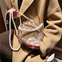 Fashion Pearl Chain Shell Shaped Design Wholesale Women Shoulder Bag Handbag  - Sea Blue