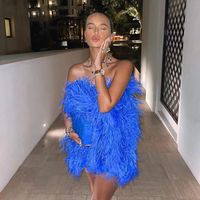 Wholesale Cheap Ostrich Feather Short Dresses - Buy in Bulk on