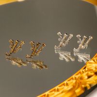 Luxusmarken -Designer -Buchstaben -Hölzer Clip -Kette Edelstahl Geometrische Frauen mit Stahl Meer 18K Gold plattiert Ohrring Hochzeitsfeier Jewerlry