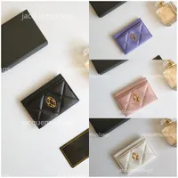 Fashion Luxury Flap Card Holder Bag Card Tarjeta de crédito Bolsa Bolsa Purse Purse Cash Moned Slots con logotipo Material de cuero de ternero negro