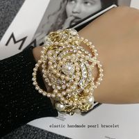Шармовые браслеты роскошные ручные изделия эластичные жемчужины хрустал камелия цветочный браслет для женщин 230301