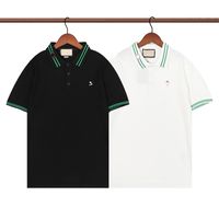 المصمم للرجال البولو الأسود والأبيض قميص بيج صيف الصيف التطريز غير الرسمي بنسبة 100 ٪ من القطن النمط القطن شارع أزياء الأزياء قميص طوق M-3XL#88