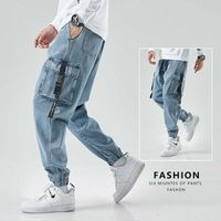 Hommes Jeans Hommes Joggers Cargo Denim Pantalon Baggy Harem Japonais Streetwear Styke Mâle Cheville Harajuku Casual Hip Hop Jeans Pantalon Hommes Z0301