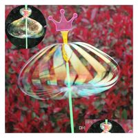 LED -Spielzeuge lustige Seife Blasenfarbe Schüttelstaborte Turn Ribbon Spielzeug Blumenmagie Zauberstab mit Outdoor für Kinder Drop Liefergeschenke Li Dhjfy